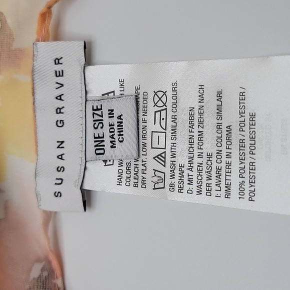 Susan Graver Floral Yellow Orange Brown Scarf Summer Spring Fall - Picture 5 of 5